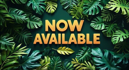 now available lettering on jungle leaves background