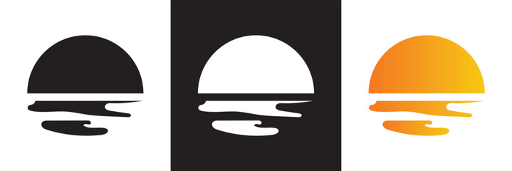 Sunset icon. Sunrise sign icon. isolated on white and black background. Vector illustration. EPS 10 