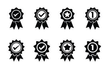 Set of award icon vector on white background. Badge symbol.