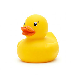 yellow rubber duck isolated on white. yellow duck toy isolated on white background.