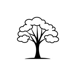 Tree Silhouette: A simple yet elegant black and white illustration of a stylized tree, perfect for conveying growth, nature, and environmental themes.