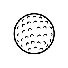 Golf Ball Illustration: A clean, minimalist illustration of a golf ball featuring a black outline with dimples.