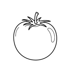 Tomato Outline: A simple, elegant outline of a ripe tomato, with its characteristic round shape and green stem and leaves.