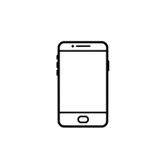 Smartphone Icon: A minimalist line drawing of a smartphone, perfect for app interfaces, mobile design, or presentations. Depicting the modern digital landscape.