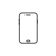 Mobile Phone Icon: A minimalist line drawing of a sleek smartphone, perfect for digital interfaces and modern design, emphasizing simplicity and functionality.
