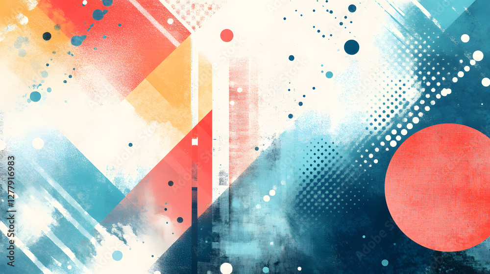 Poster Abstract colorful geometric design with textures and patterns