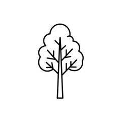 Minimalist Tree Icon: A simple, elegant black and white outline of a tree, showcasing its trunk, branches, and leaves in a clean, modern style.