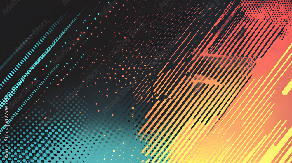 Poster abstract digital art with vibrant colors and dynamic lines