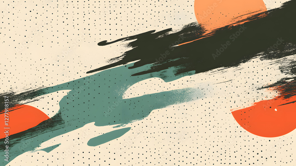 Poster abstract art with bold colors and dynamic brush strokes