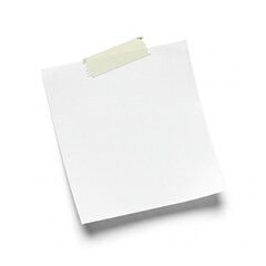 blank note paper on white background. paper message note reminder blank background office business white empty page label adhesive tape.