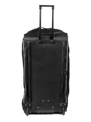 A black wheeled suitcase with a handle on a white background Hockey Equipment Bag