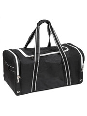 A black duffel bag that prominently features the word bauer on it Hockey Equipment Bag