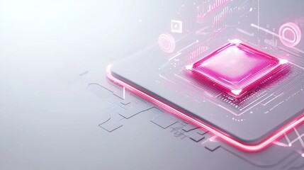 Cutting Edge Digital Technology Innovations with Futuristic Circuit Board and Gradient Crystal Display