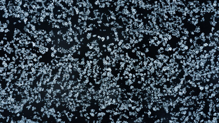 ice sludge in the river Neris, snow mush in the river water. Top shot drone. Texture, background....