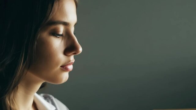A thoughtful woman in profile, her expression deep and thoughtful. For blogs on psychology, learning, and self-development