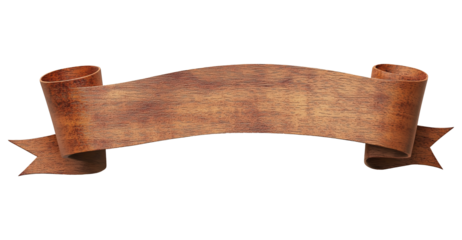 isolated wooden ribbon banner