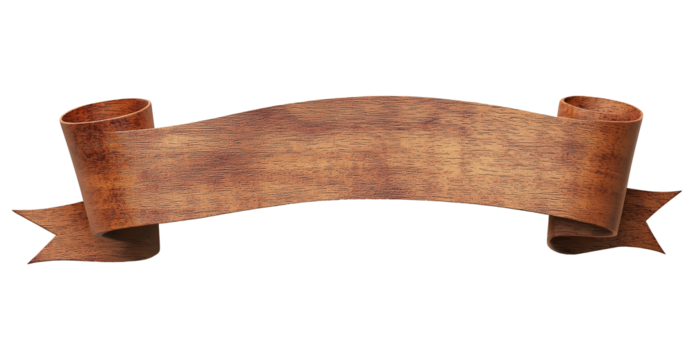 isolated wooden ribbon banner