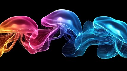 Dynamic jellyfish display underwater environment digital art colorful abstract perspective ocean life concept