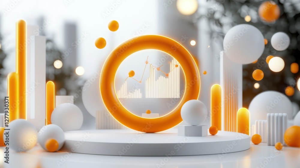 Poster abstract minimal geometric shapes 3d rendering display platform