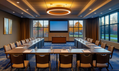 Fototapeta premium Next-Level Conference Hub with Smart Room Design for Collaborative Workspaces