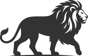 A lion walking away slowly and looking lonely