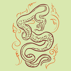 snake tattoo design vector for illustration card decoration 