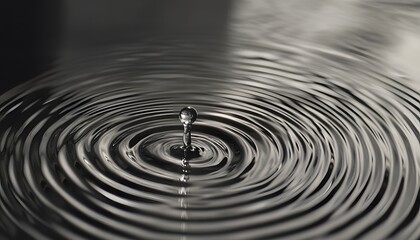 Fototapeta premium A droplet impact creates concentric ripples in the still water