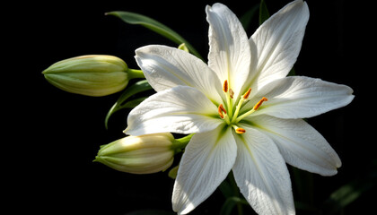 Obraz premium Screensaver. Close-up of white lily in soft light highlighting petal texture, beauty