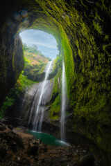 Fototapeta premium Madakaripura Waterfall is the tallest waterfall in Java and the second tallest waterfall in Indonesia.