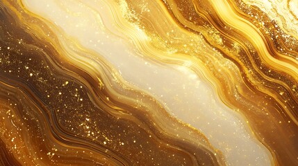Golden Abstract Fluid Art: Luxurious Swirls of Gold and Beige