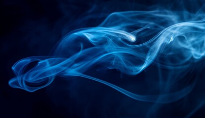 Obraz premium Blue smoke swirls dark background abstract design