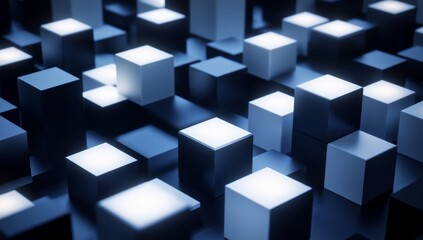 Obraz premium Glowing Cubes Abstract Digital Background