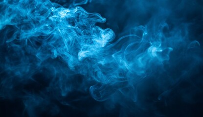 Blue smoke swirls dark background abstract design (1)