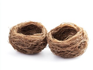 Obraz premium Dried Bird Nests: Raw Edible Ingredients Isolated on a White Background