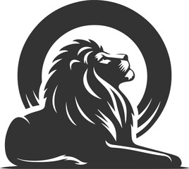 A lion looking up at the sky in sadness