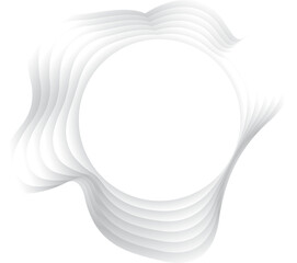 Circle ripple wavy shape with shadow in paper cut style