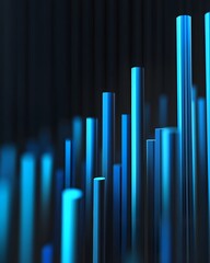 Obraz premium Dynamic Blue Bar Chart Shows Financial Growth and Data Analytics