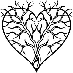 Connected in Nature Heart and Branch Line Art