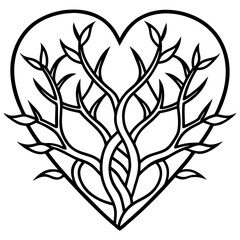 Connected in Nature Heart and Branch Line Art