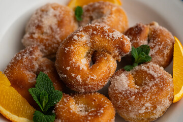 Anise Roscos or Rosquillas, traditional sweet dessert recipe for Easter Week in Spain