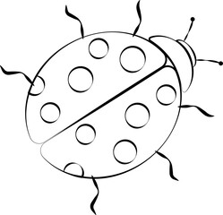 Vector illustration of a ladybug design with distinct polka dots and antennae, showcasing a playful insect in a simplistic style