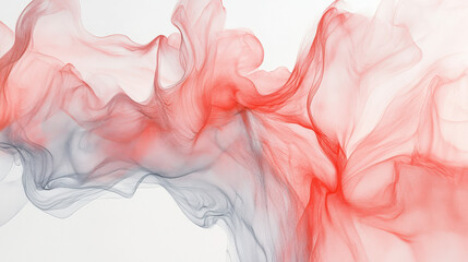 Delicate flowing red and black smoke forming elegant fluid shapes in an abstract minimalist style

