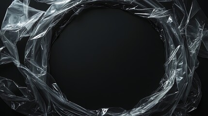 Abstract Plastic Wrap Circle on Black Background