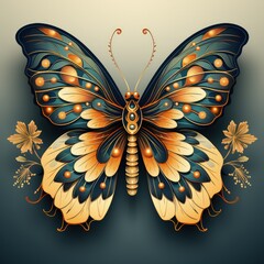 Artistic Flat Style Butterfly in Dark and Brown Color Scheme