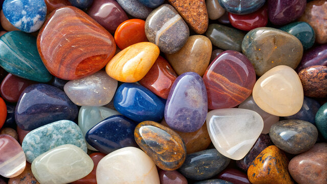 Rainbow Stones: Polished Gems in a Vibrant Mosaic.