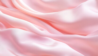 Fototapeta premium Pink silk fabric drapes softly, studio background, texture for design