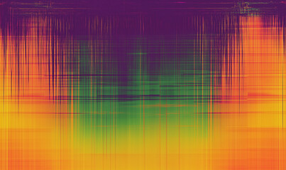 Obraz premium Bright Orange, Green, and Purple Gradient with Digital Art Elements for a Bold and Creative Design