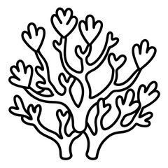 Coral reef with heart designs line art vector