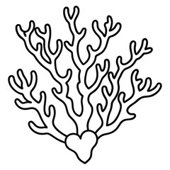 Coral reef with heart designs line art vector