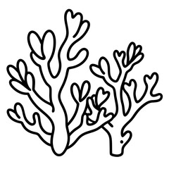 Obraz premium Coral reef with heart designs line art vector